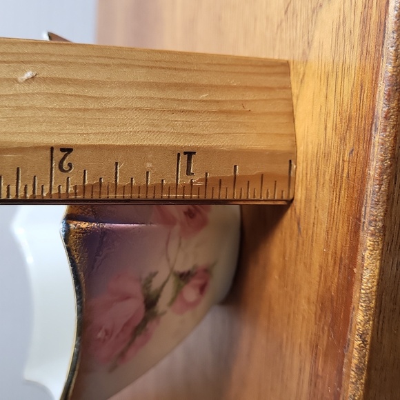 Vintage Silesia Porcelain Umbrella Edge Trinket Dish Bowl with Pink Roses Gilt - Picture 13 of 15